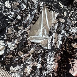 Black and White Leaf Print Dress